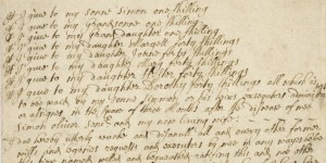 Section of Simon Oliver's will from 1699